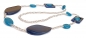 Preview: Kette Achat Bergkristall Aventurin dunkelblau-türkis-transparent lang